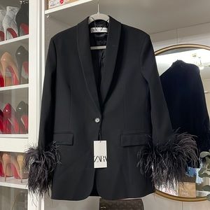 NWT Zara Feather Cuff Blazer